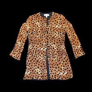 AJ Bari 100% Silk Brown and black cheetah print blouse